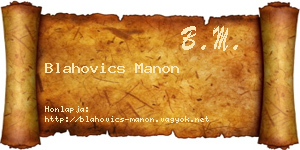Blahovics Manon névjegykártya